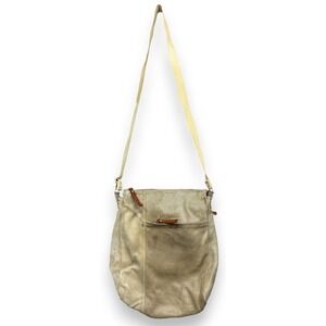 DIONIGI Messenger Crossbody Bag Mens Beige Italian Leather Nubuck Suede